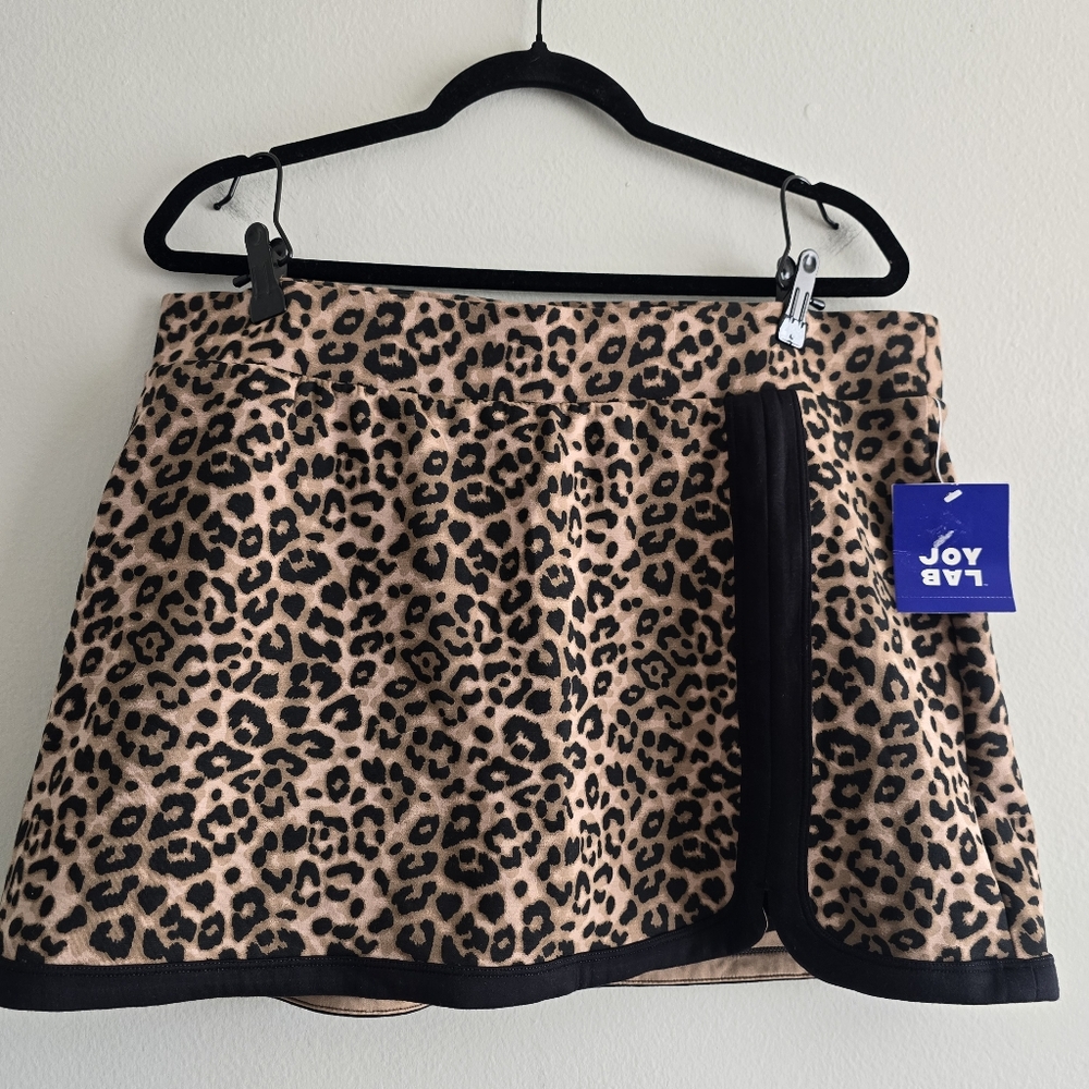 JoyLab Animal Print Mini Skirt - Tan and Black XL